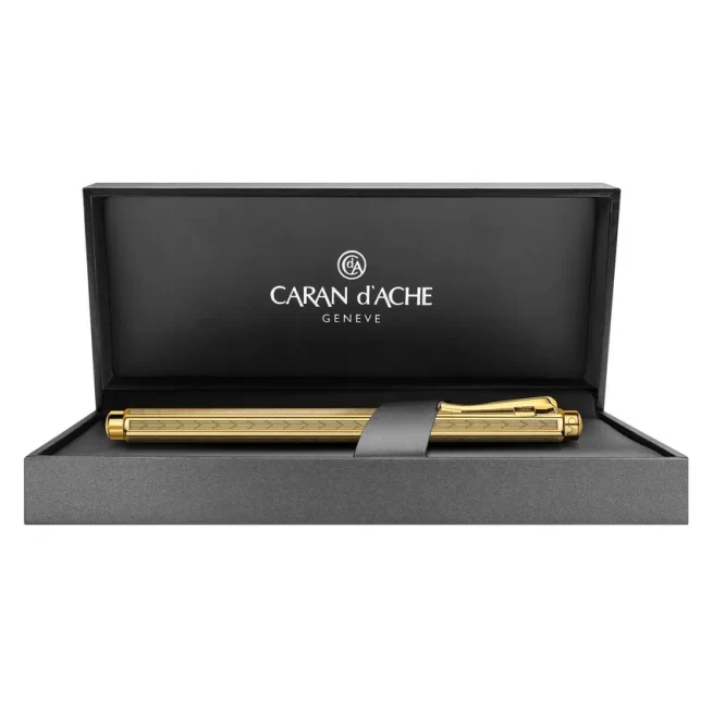 Caran d'Ache Ecridor Chevron Gilded Rollerball Pen Gold - medium and fine point