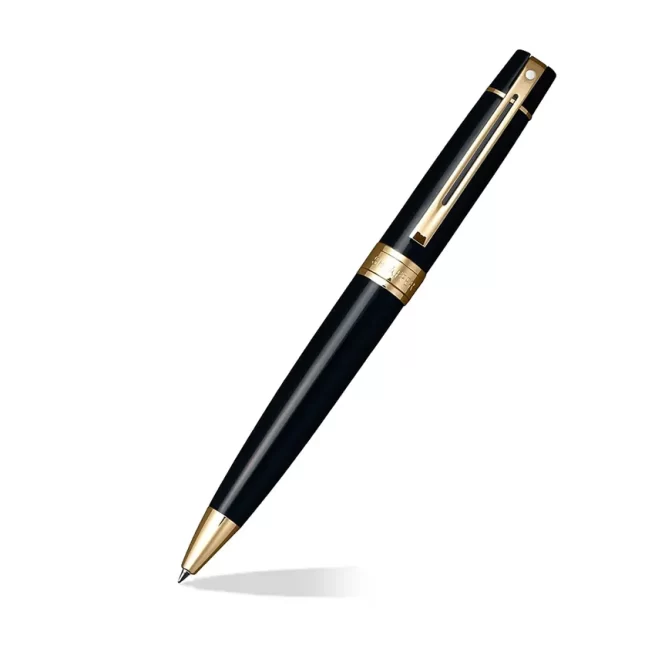 Sheaffer Gift Set 300 9325 Ballpoint Pen with Table Clock Glossy Black with Gold Trims