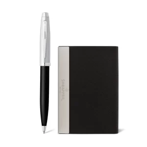Sheaffer Gift Set 100 9313 Ballpoint Pen with Business Card Holder Glossy Black with Chrome Trims
