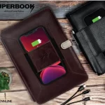 Pennline Superbook Organizer With Wireless Charging + 8000mAh Powerbank And 16GB Flash Drive Coffee Brown