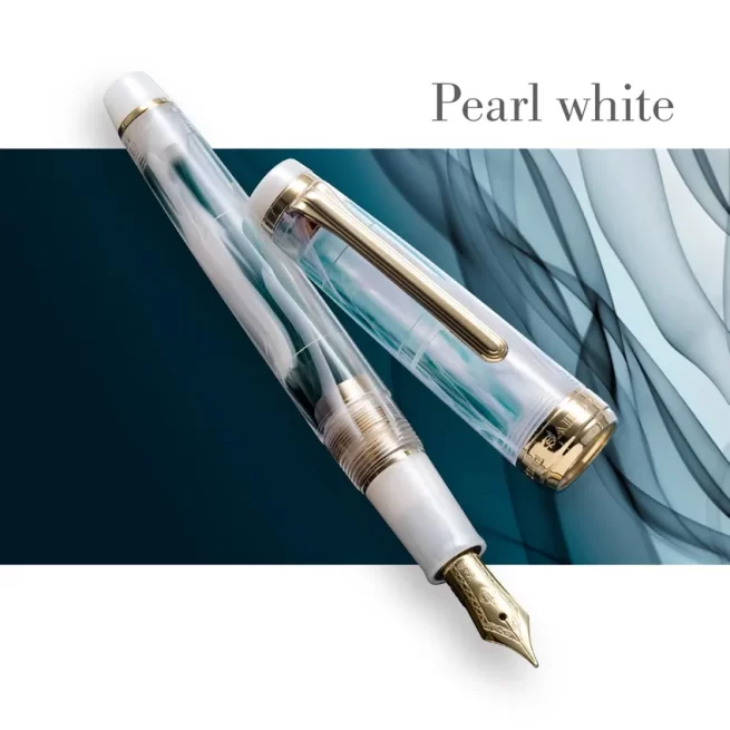 Sailor Professional Gear Veilio Fountain Pen (21K Medium) - White With Gold Trims