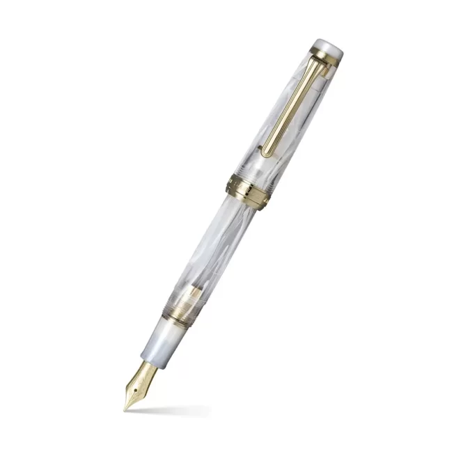 Sailor Professional Gear Veilio Fountain Pen (21K Broad) - White With Gold Trims