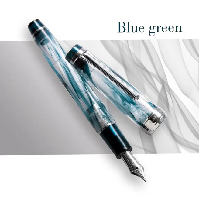 Sailor Professional Gear Veilio Fountain Pen (21K Broad) - Blue Green With Rhodium Trims