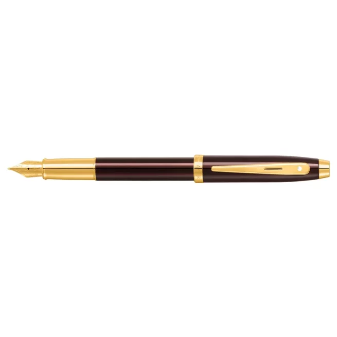 Sheaffer® 100 9370 Glossy Coffee Brown Fountain Pen With PVD Gold-Tone Trim - Medium