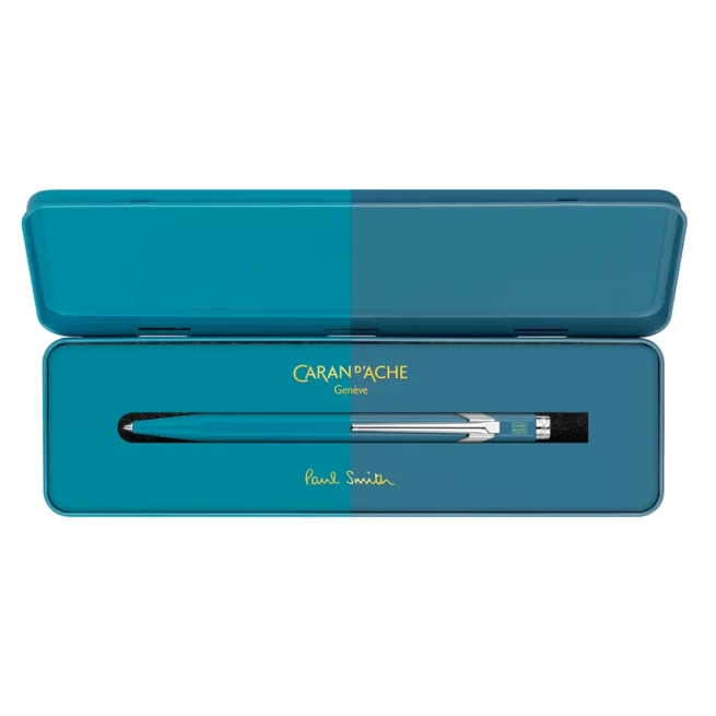 Caran D'Ache 849 Bille Paul Smith Ballpoint Pen - Cyan And Steel