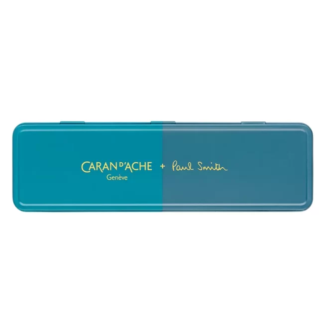 Caran D'Ache 849 Bille Paul Smith Ballpoint Pen - Cyan And Steel