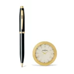 Sheaffer 9322 Gift Set 100 Ballpoint Pen with Table Clock Glossy Black with Gold Trims