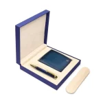 Lapis Bard Gift Set Torque Ballpoint Pen with Ducorium Business Card Holder - Blue with Gold Trims