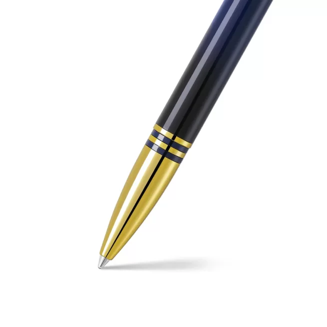 Lapis Bard Gift Set Torque Ballpoint Pen with Ducorium Business Card Holder - Blue with Gold Trims