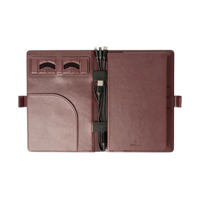 Pennline Superbook Edge Organizer With Fast Wireless Charging + 8000mAh Powerbank Brown