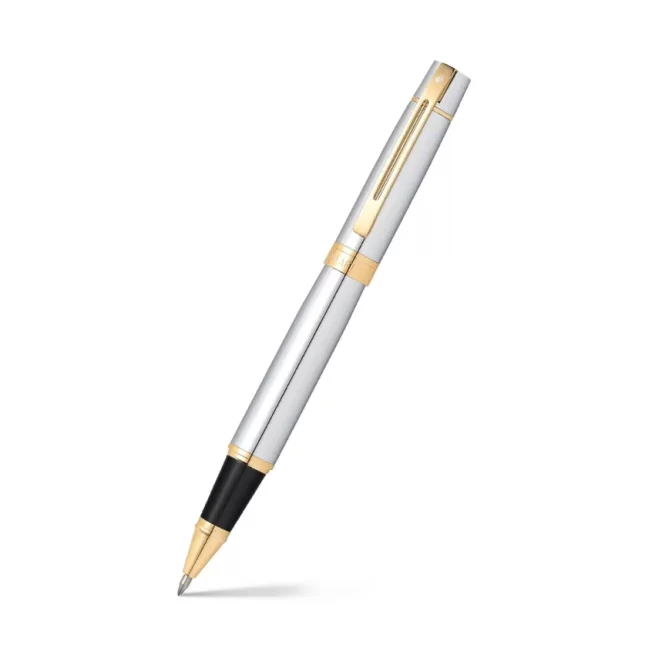 Sheaffer 9342 Gift 300 Rollerball Pen Bright Chrome with Gold Tone Trim