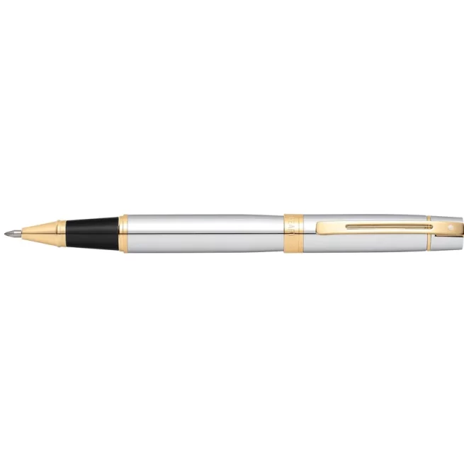 Sheaffer 9342 Gift 300 Rollerball Pen Bright Chrome with Gold Tone Trim