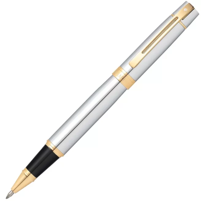 Sheaffer 9342 Gift 300 Rollerball Pen Bright Chrome with Gold Tone Trim