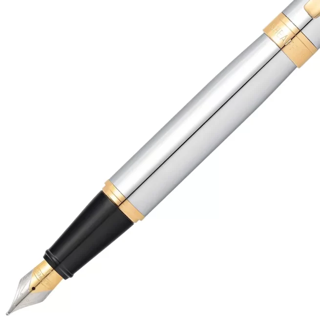 Sheaffer 9342 Gift 300 Fountain Pen (Medium) Bright Chrome with Gold Tone Trim