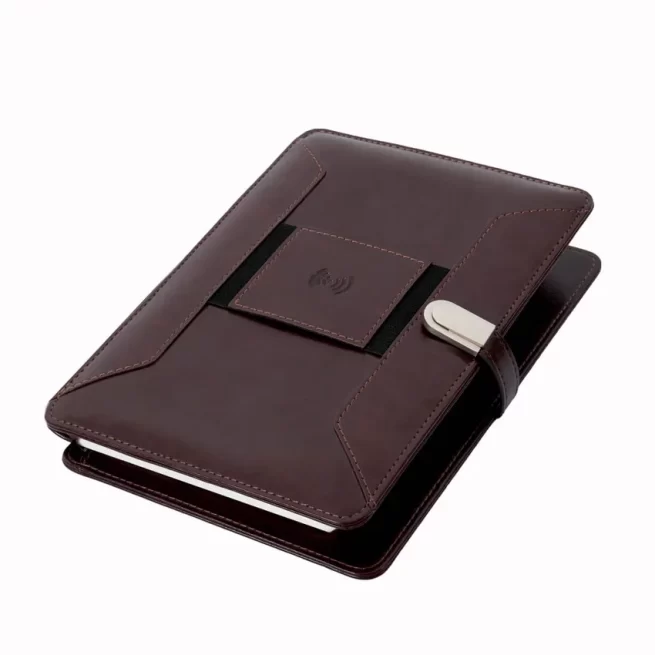 Pennline Superbook Organizer With Wireless Charging + 8000mAh Powerbank And 16GB Flash Drive Coffee Brown