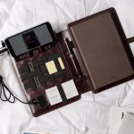 Pennline Superbook Organizer With Wireless Charging + 8000mAh Powerbank And 16GB Flash Drive Coffee Brown
