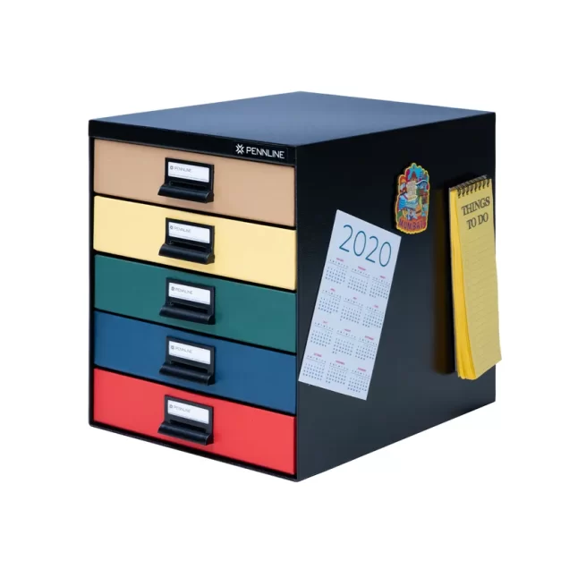 Pennline HUB Storage Metal Cabinet With 5 Paperboard Horizontal Large Drawers - Matte Black