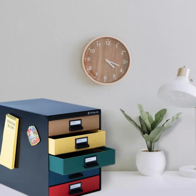 Pennline HUB Storage Metal Cabinet With 5 Paperboard Horizontal Large Drawers - Matte Black