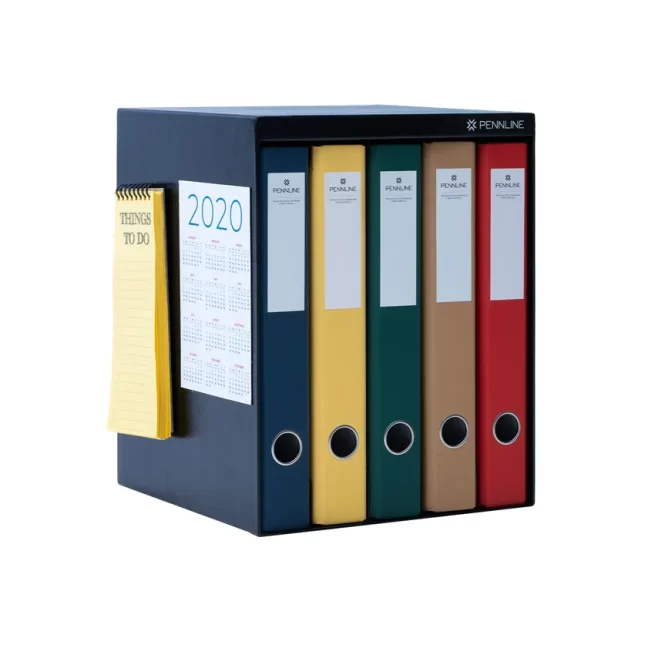 Pennline HUB Filing Cabinet In Metal With 5 Vertical Large Folders (2-D Ring Binders) - Matte Black