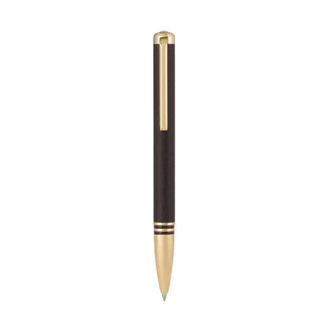 Lapis Bard Torque Artis Leather Ballpoint Pen - Brown with Gold Trims