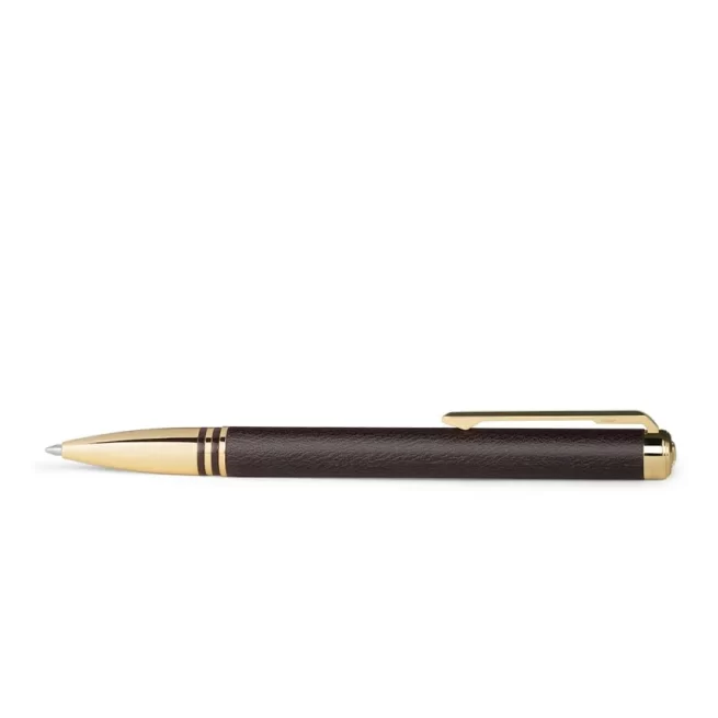 Lapis Bard Torque Artis Leather Ballpoint Pen - Brown with Gold Trims