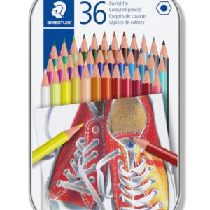 plus Metal box of 36 Coloured pencils-175 M36