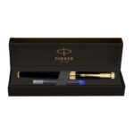 Parker Aster Lacque Black Gold Trim Fountain Pen PKR-323