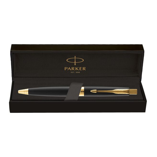 Parker Aster Lacque Black Gold Trim Ballpoint Pen 9000019822