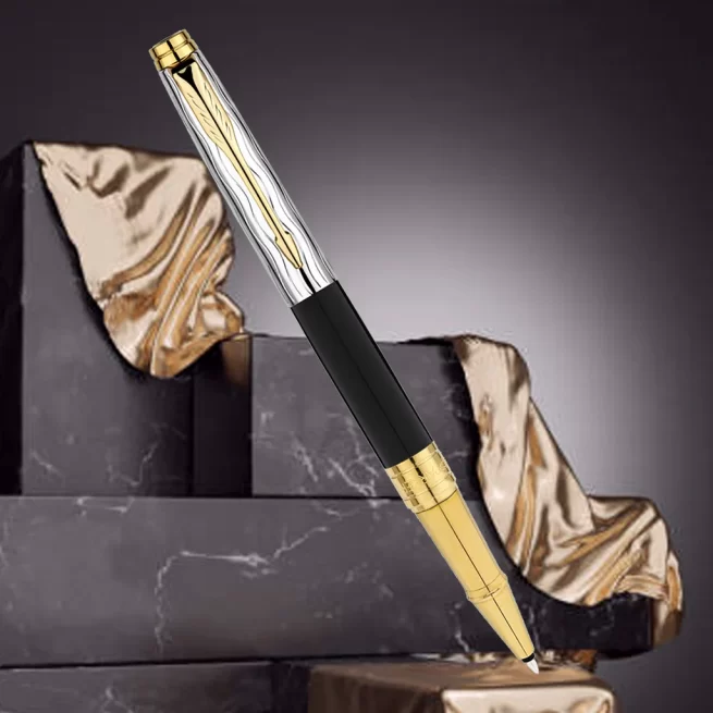 Parker Aster Essential Black & Chrome – Gold Trim Rollerball Pen 9000037522