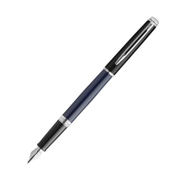 Waterman Hémisphère Colour Blocking Black & Blue Chrome Trim Fountain Pen ‎8901198913764