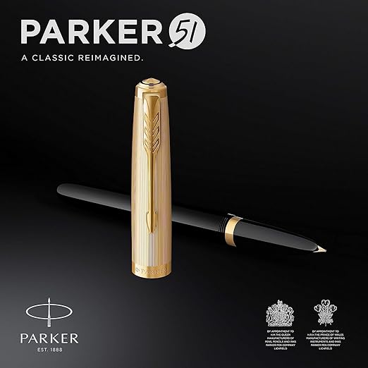Parker 51 Black Gold Trim Fountain Pen 9000032287