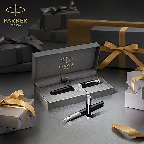 Parker Sonnet Metal & Blue Lacquer Chrome Trim Fountain Pen ‎1945363