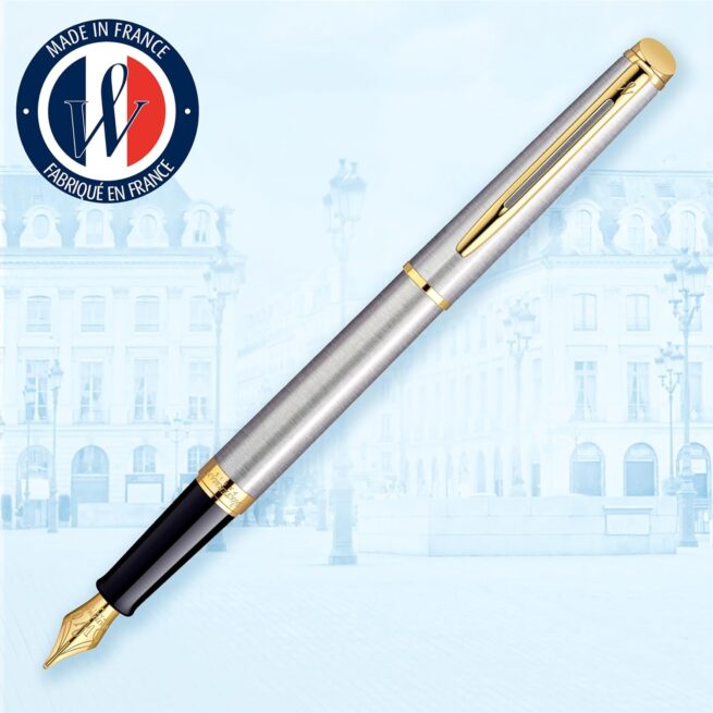 Waterman Hémisphère Stainless Steel Gold Trim Fountain Pen S0920310
