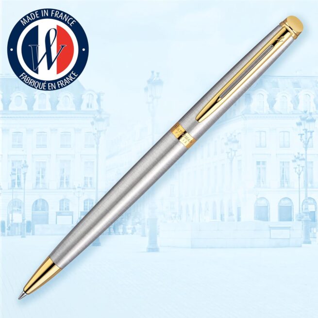 Waterman Hémisphère Stainless Steel Gold Trim Ballpoint Pen ‎3501170920374