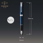 Parker Sonnet Metal & Blue Lacquer Chrome Trim Fountain Pen ‎1945363