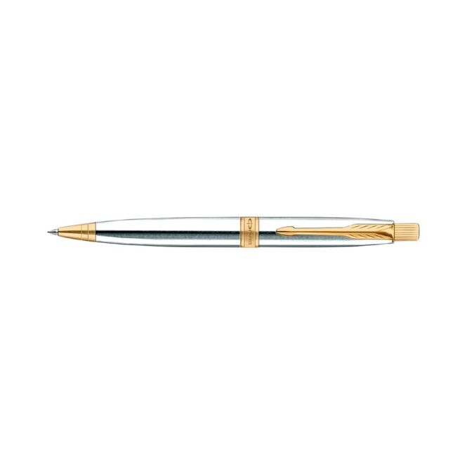 Parker Aster Shiny Chrome Gold Trim Ballpoint Pen 8901198154570