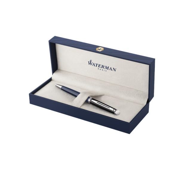 Waterman Hémisphère Colour Blocking Black & Blue Chrome Trim Ballpoint Pen ‎8901198913795