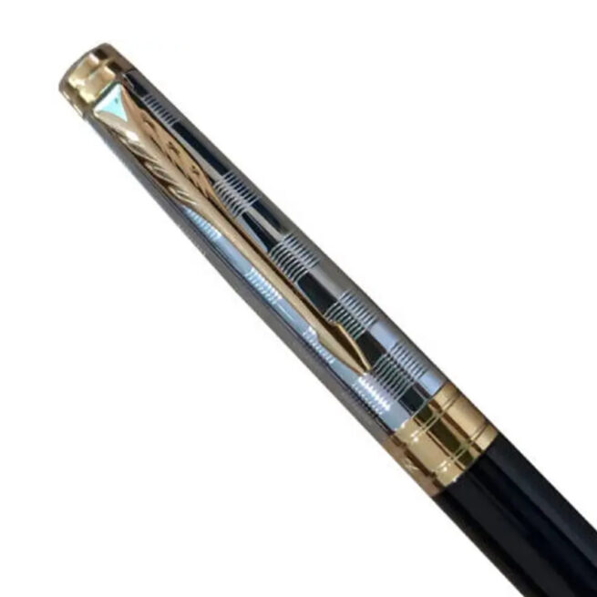 Parker Aster Deluxe Black & Chrome – Gold Trim Rollerball Pen 8902298161291