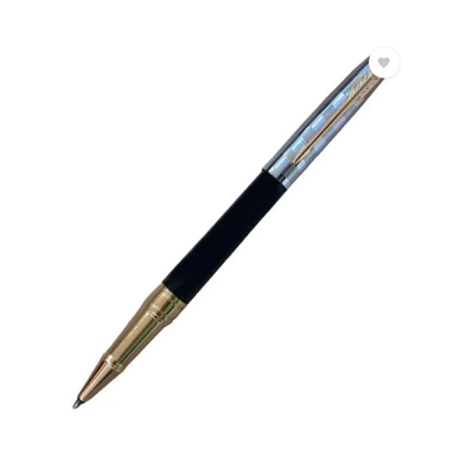 Parker Aster Deluxe Black & Chrome – Gold Trim Rollerball Pen 8902298161291
