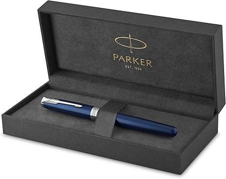 Parker Sonnet Metal & Blue Lacquer Chrome Trim Fountain Pen ‎1945363
