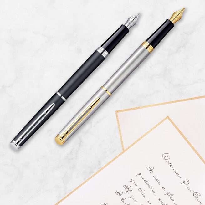 Waterman Hémisphère Stainless Steel Gold Trim Fountain Pen S0920310