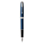 Parker Sonnet Metal & Blue Lacquer Chrome Trim Fountain Pen ‎1945363