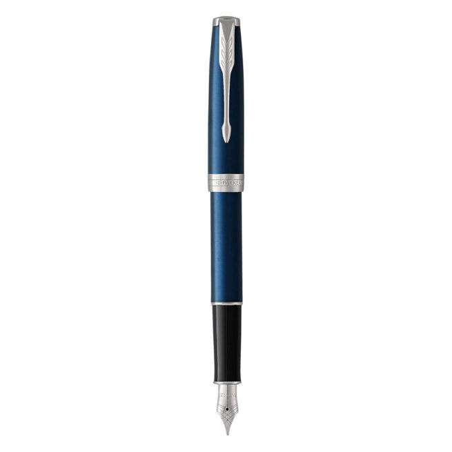 Parker Sonnet Metal & Blue Lacquer Chrome Trim Fountain Pen ‎1945363