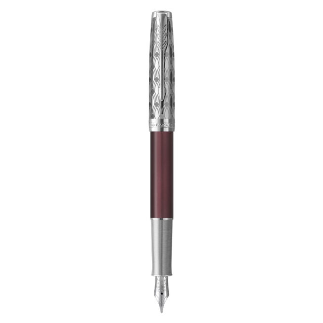 Parker Sonnet Metal & Red Lacquer Chrome Trim Fountain Pen