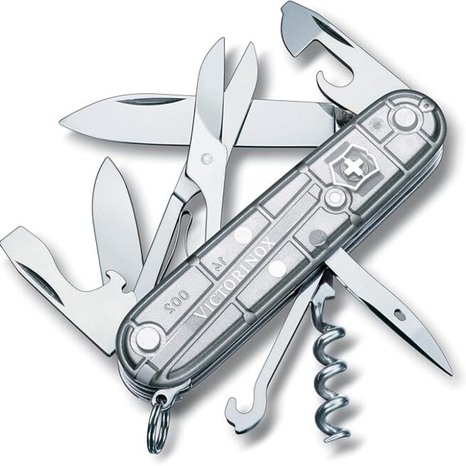 Victorinox Climber Silvertech 91 Mm Silver Translucent Swiss Army knife 1.3703.T7