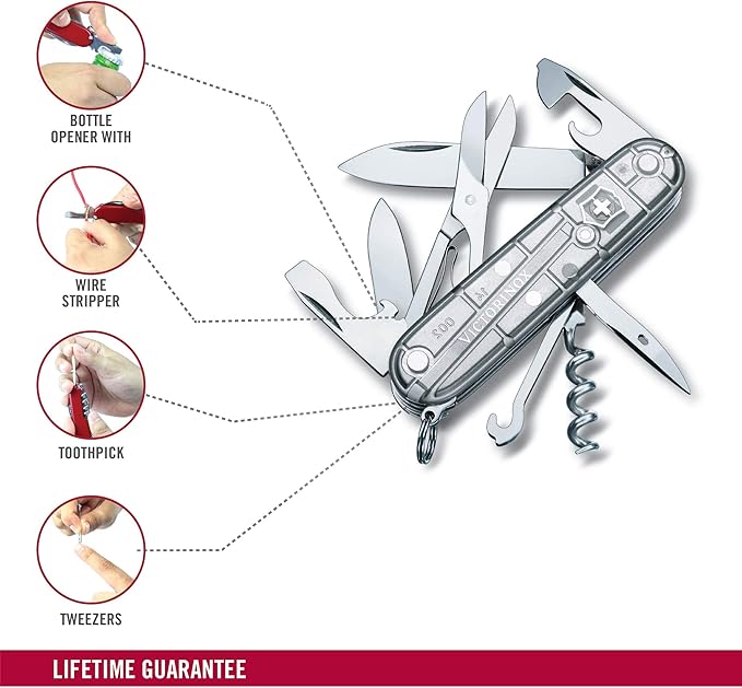 Victorinox Climber Silvertech 91 Mm Silver Translucent Swiss Army knife 1.3703.T7