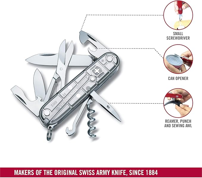 Victorinox Climber Silvertech 91 Mm Silver Translucent Swiss Army knife 1.3703.T7