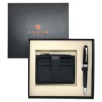 Cross Bailey Light Black BP Pen with Black Leather Card Wallet-AT0742-1