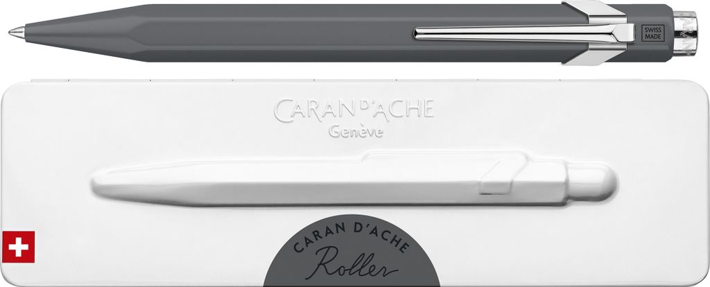 Caran D'Ache 849 Classic Line Matte Grey Roller Ball Pen {WP33528}.